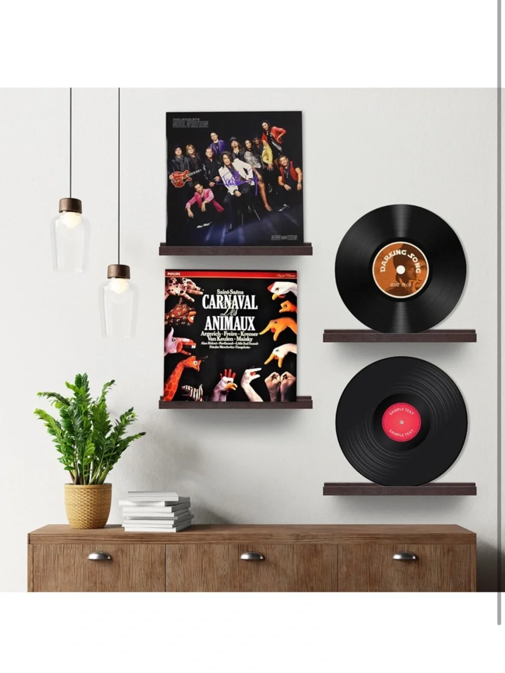 Floating Display Wall Shelf Pair in Dark walnut